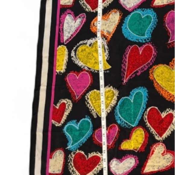 Silk Scarf Vintage Hearts 1980s - Picture 4 of 9